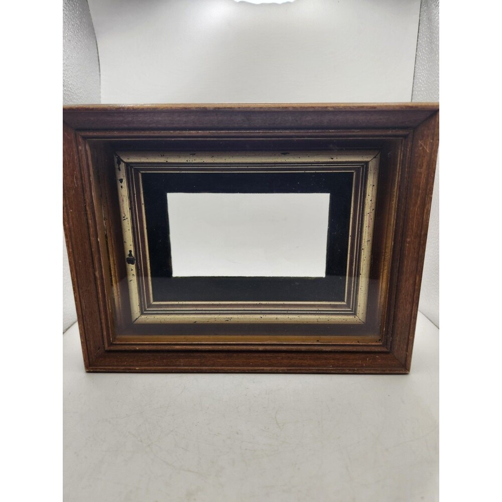 Vintage Deep Wood Shadow Box Frame Custom Victorian Style 8.5x7 Display Case 3D